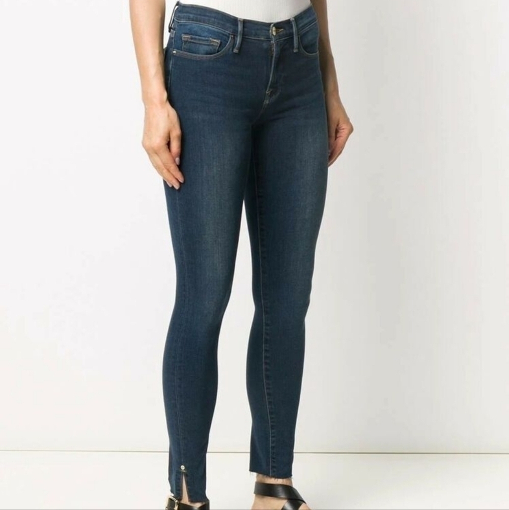Frame Le Skinny de Jeanne Fayette High Rise Raw Hem Skinny Jeans